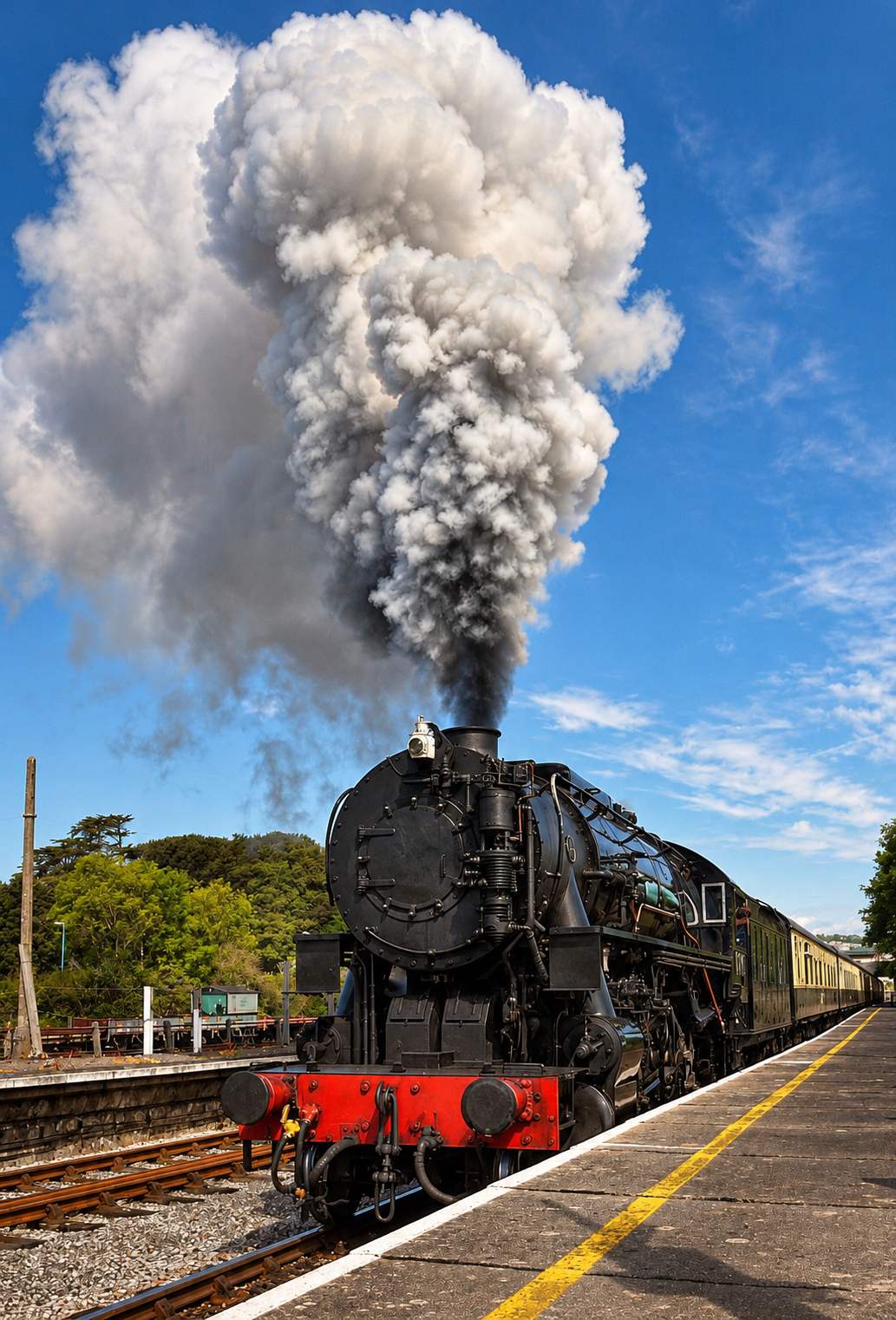 Steam train at Paignton station